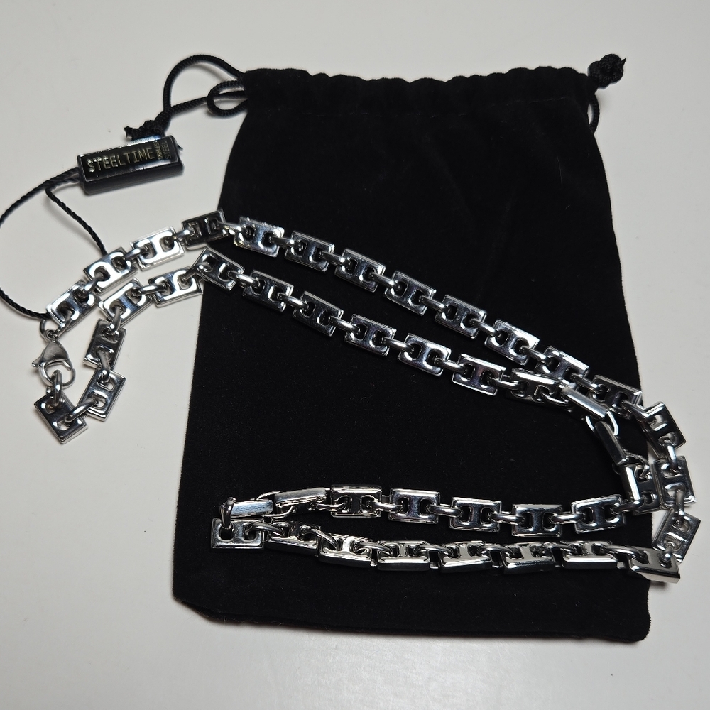 Steeltime Stainless Steel Byzantine Link Necklace